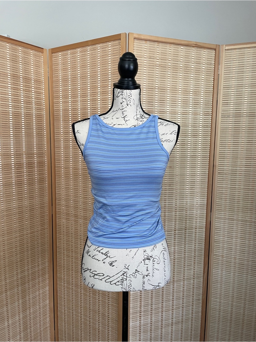 Y2K Everlast Athletic Sleeveless Striped Racerback Tank Top Light Blue Size XS*